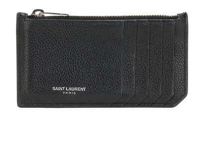 Saint Laurent Zipped Card Holder, &pound;150, Accessories, Black, Leather, Front view